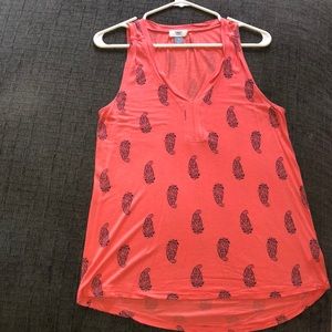 Coral & Navy Vneck Tank